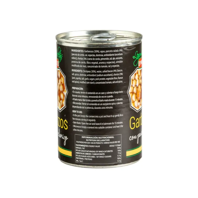 Garbanzo cocinado con panceta y chorizo Penelas (420 g)