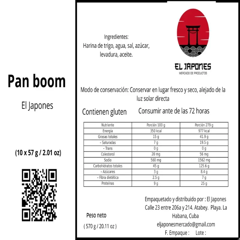 Pan boom El Japónes (10 x 57 g / 2.01 oz)