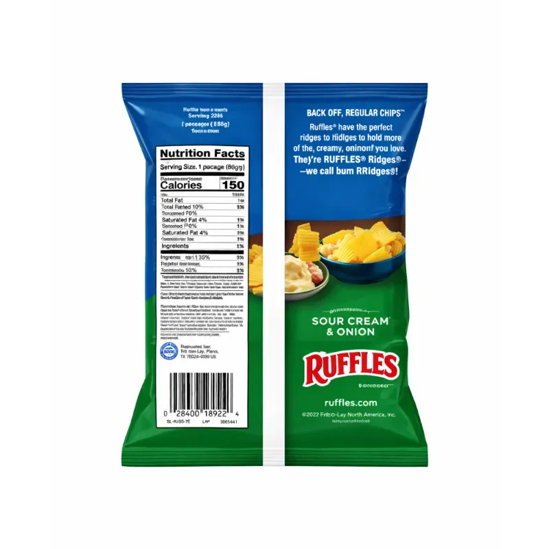 Papas fritas sabor crema agria y cebolla Ruffles (28.3 g / 1 oz)