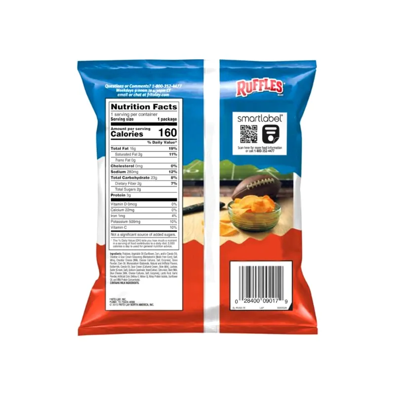 Papas fritas sabor queso cheddar y crema agria Ruffles (28.3 g / 1 oz)