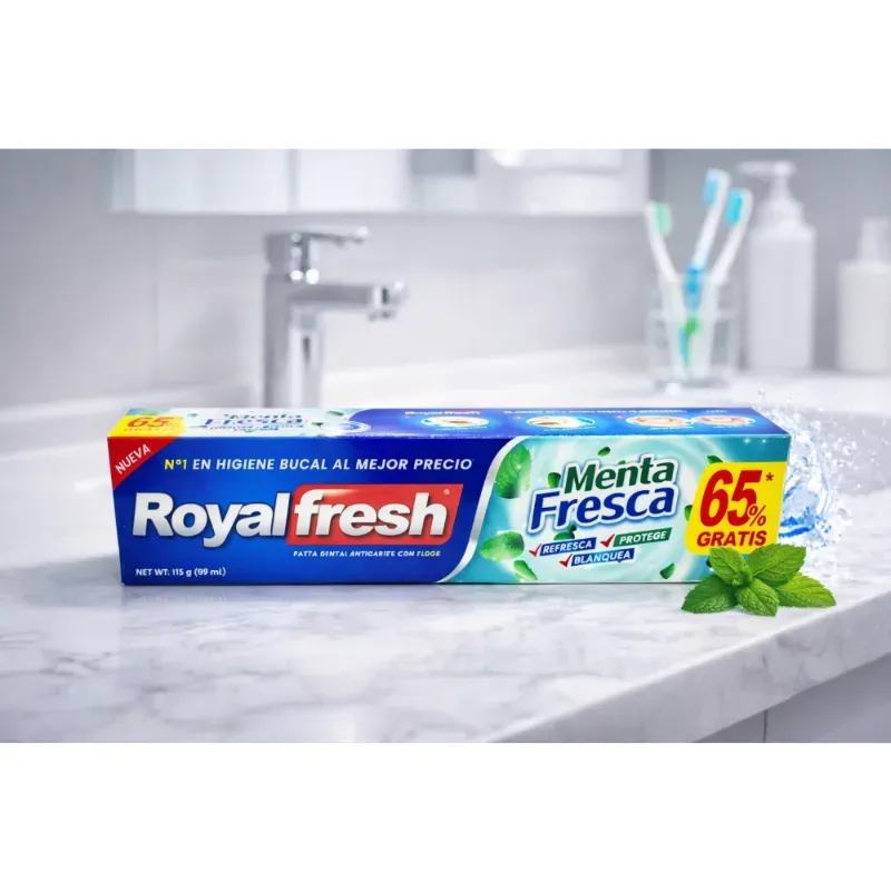 Pasta dental anticaries con flúor Menta Fresca Royalfresh (115 g / 4.05 oz)