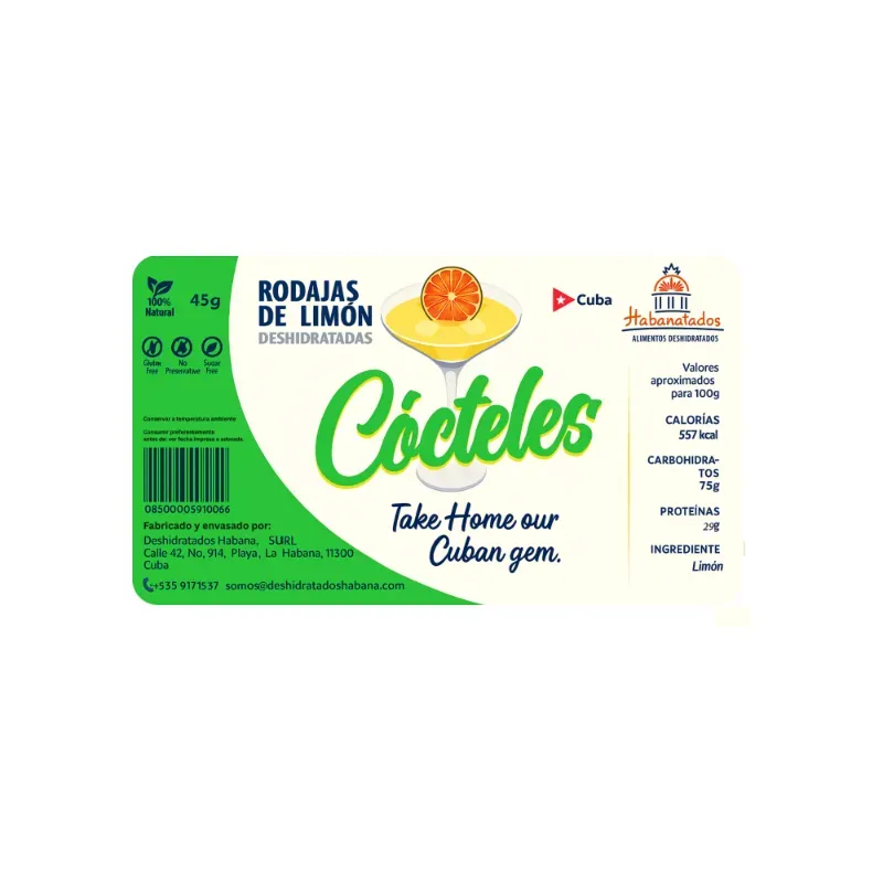 Rodajas de limón deshidratadas Habanatados (45 g / 1.59 oz)