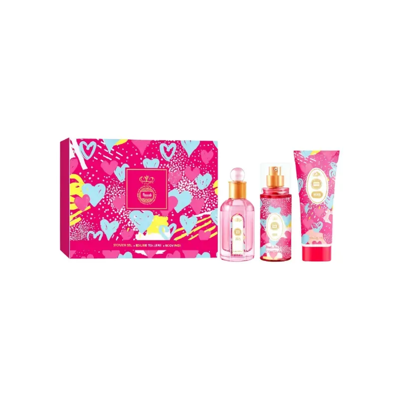 Set de perfume para mujer: Gel de ducha + Eau de toilette + Body mist V.V.Love