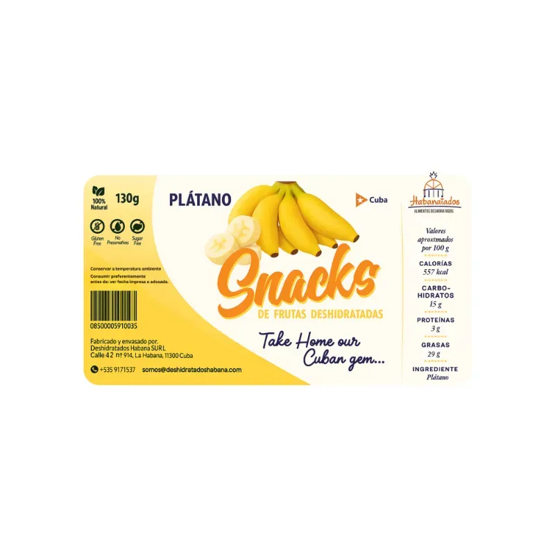 Snacks de plátanos frutas deshidratadas Habanatados (130 g / 4.59 oz)