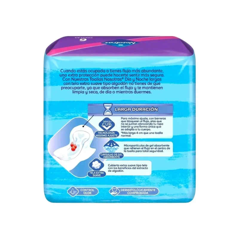 Toallas femeninas extra-protección día y noche Nosotras (6 U)