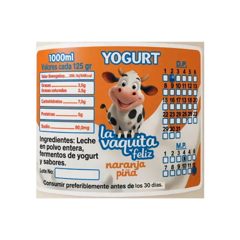 Yogurt Natural Naranja Piña (1 L)
