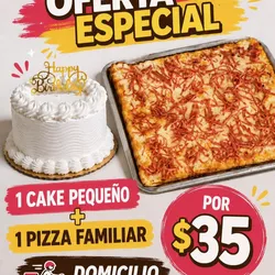 Pizza Familiar y Cake Pequeño