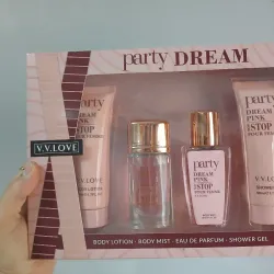 Set de colonia, gel de baño, crema corporal y perfume