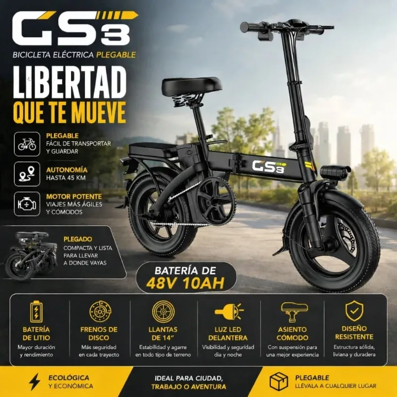 BICICLETA ELÉCTRICA PLEGABLE GS3