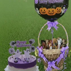💜👻🎃Cesta con cake 💜🎃👻