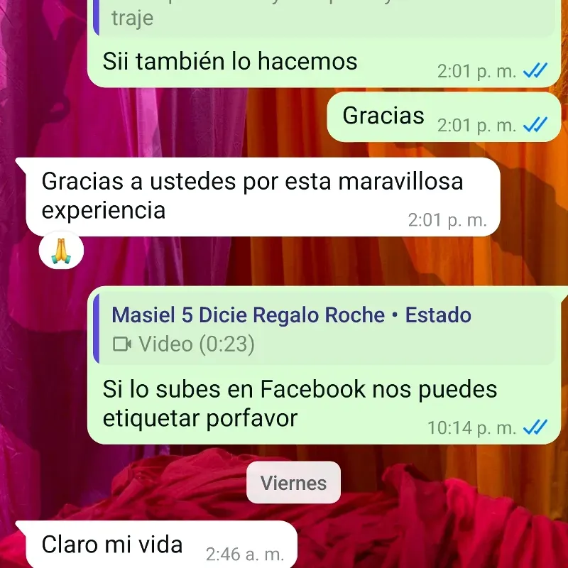 Mensaje del cliente luego de su entrega 👏🥹🙏🇨🇺
