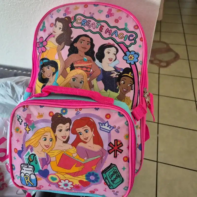Mochila Princess y lonchera 🩷💜💚