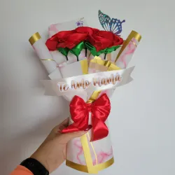5 rosas + cinta personalizada 💕