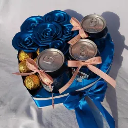 Cervezas, bombones y rosas.