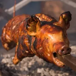 Cerdo asado en púa