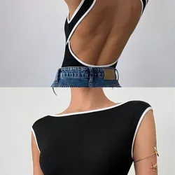 Body negro borde blanco