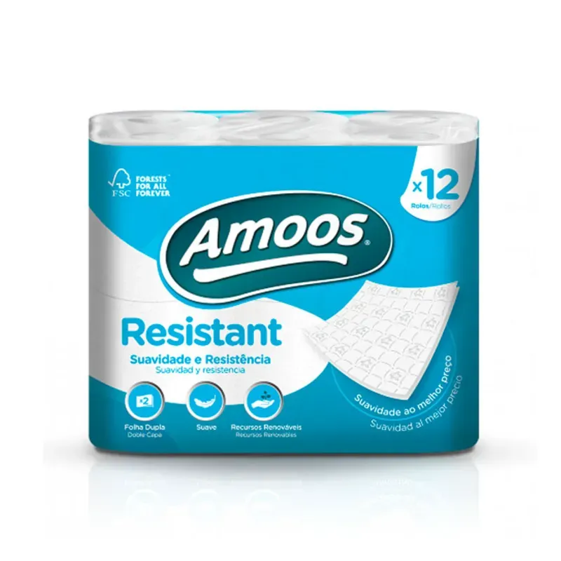 Papel sanitario 12 rollos Amoos