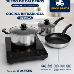 Juego de calderos + cocina infrarroja