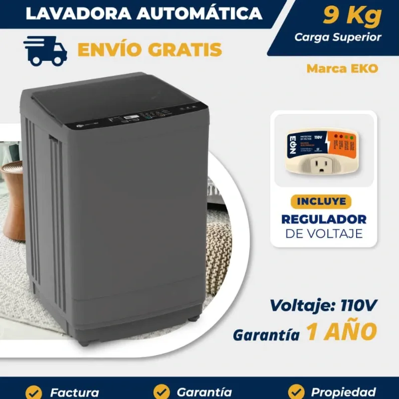Lavadora automática de 9Kg