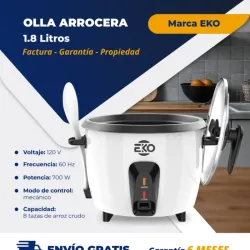 Olla arrocera 1.8L Blanca y negra
