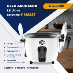 Olla arrocera 1.8L Blanca y negra