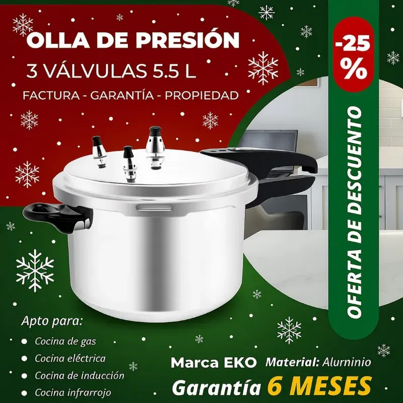 Olla de presión de 3 válvulas
