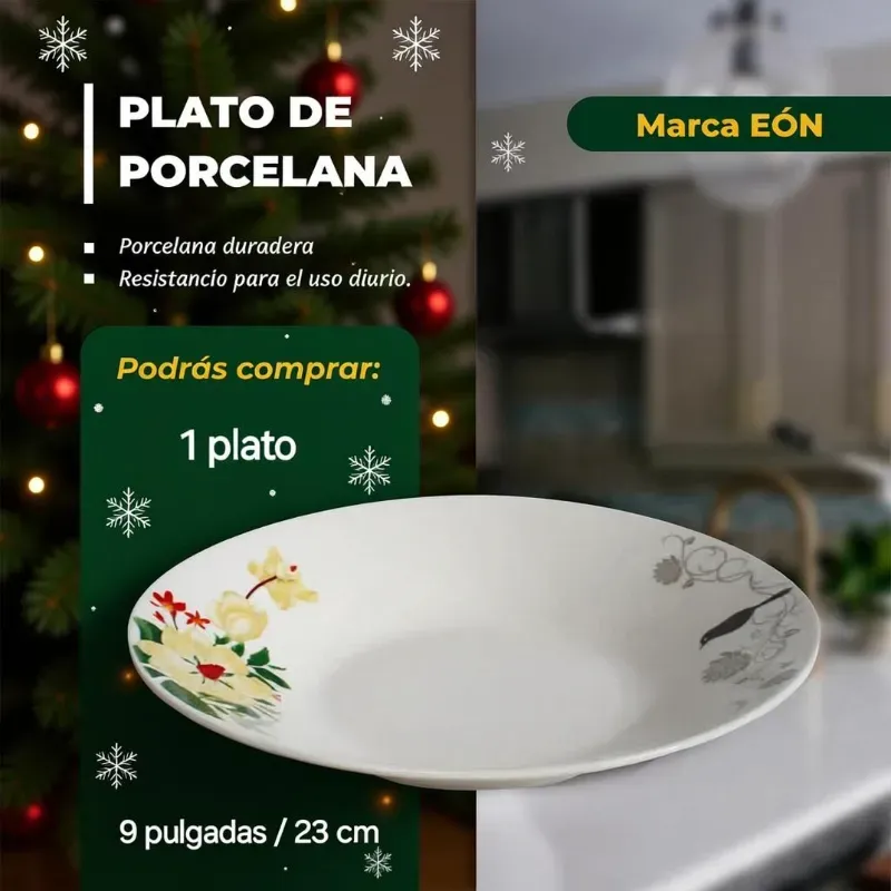 Plato de porcelana floreado