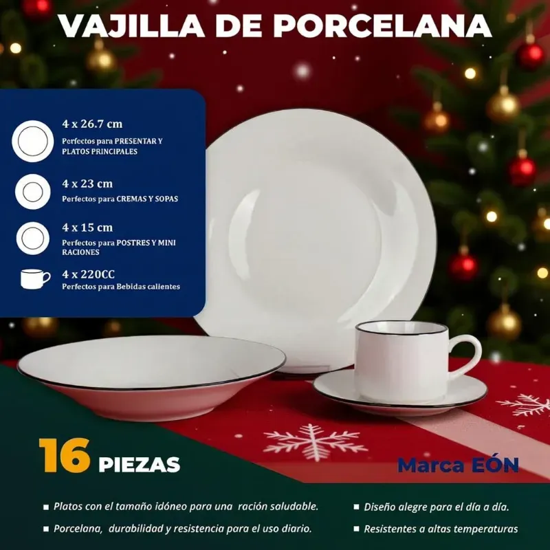 Set de vajilla de porcelana con linea