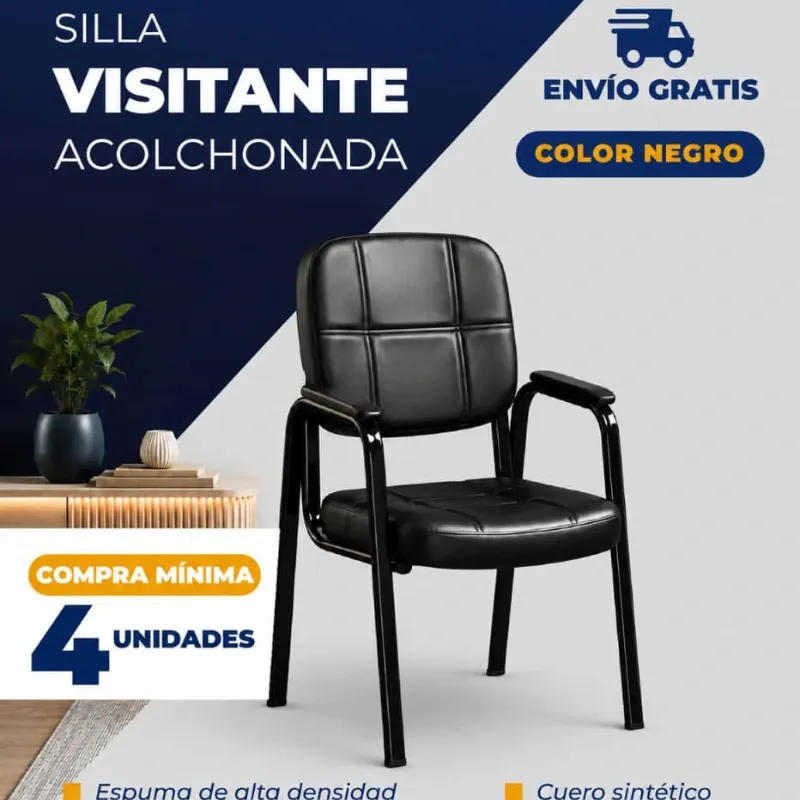 Silla Visitante Acolchonada Color Negro