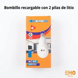 Bombillo recargable con 2 pilas de litio