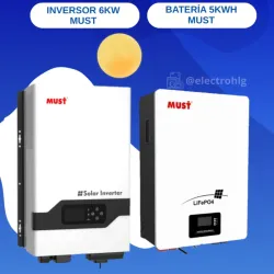 Inversor Híbrido de (6kW) MUST + Batería LiFePO4 (5kWh) MUST