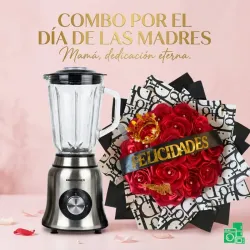 Licuadora 2 en 1 PREMIER (Vaso de cristal) + Ramo de flores