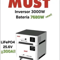 Inversor Must todo en 1 de 3kw con batería de 7.6kw