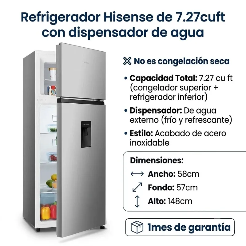 Refrigerador Hisense de 7.27cuft con dispensador de agua