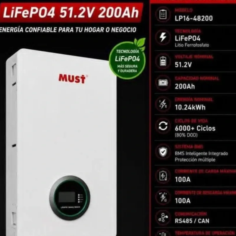 Batería 10kw 51.2 volt 200ah