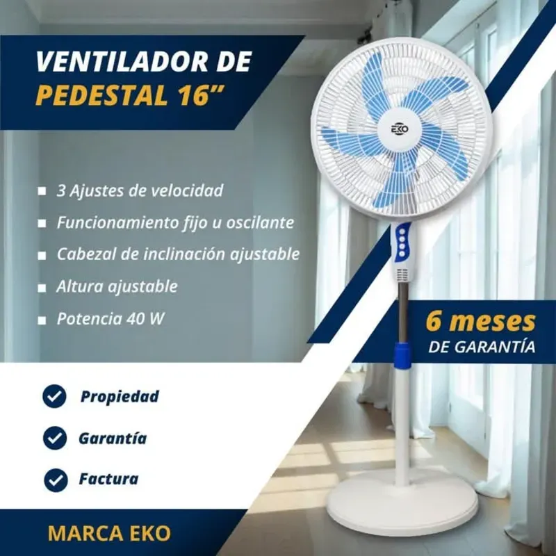 Ventilador de 16'' Eko de pedestal.