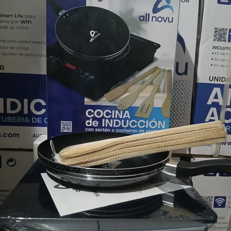 Fogon de inducción de 1 hornilla + kit de utensilios de cocción+ sartén antiadherente 