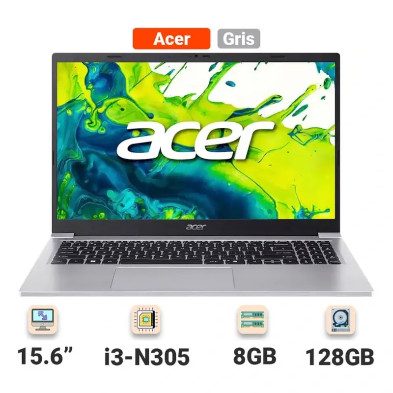 Acer - Aspire Lite 15 Laptop - 15.6" FHD IPS - Intel Core 3 Series 1 N350 - Intel Graphics - 8GB Onboard - 128GB PCIe SSD - Ligh