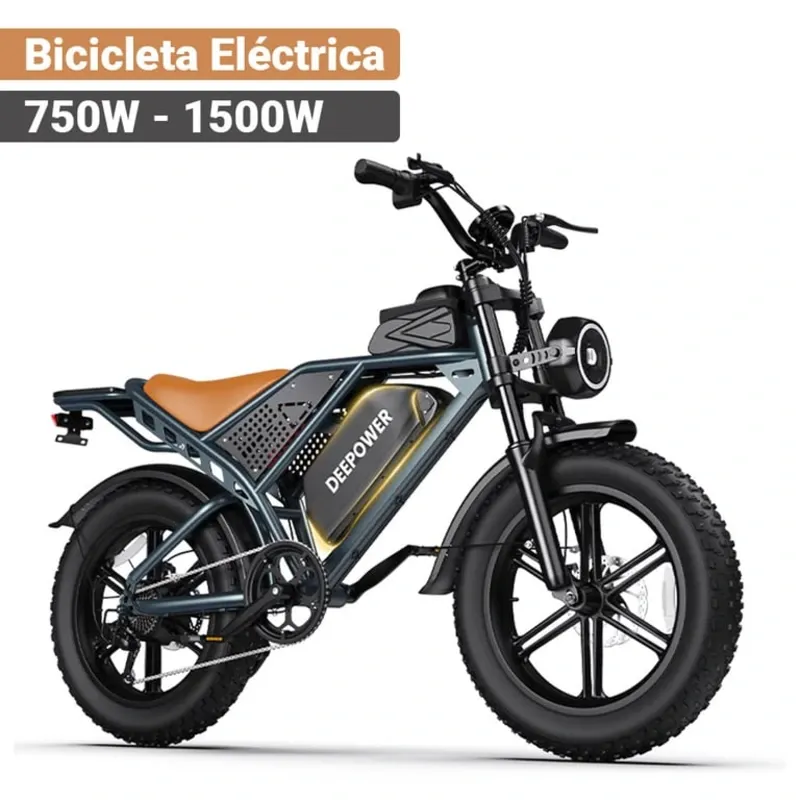Bicicleta Eléctrica Deepower QS7 750W 1500W Peak 48V 20Ah 20x4 Fat Tire Negro