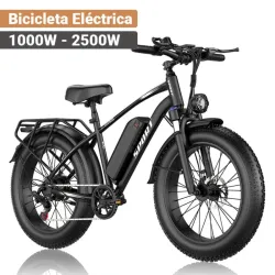 Bicicleta Eléctrica G29 1000W 2500W Peak 48V 25Ah 26 Fat Tire Negro