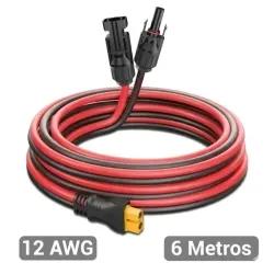 Cable Adaptador para Panel Solar a Estación de Energía con Conector XT60. (12AWG) 6 metro