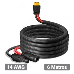 Cable Adaptador para Panel Solar a Estación de Energía con Conector XT60. (14AWG) 6 metro