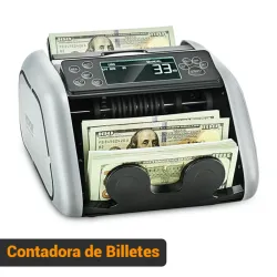 Contadora de Billetes VEVOR 1000 Billetes/min Detección UV MG IR DD Pantalla LCD Con Display Externo USD EUR Para Negocios Negro