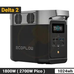EcoFlow DELTA 2 con 1024Wh, 1800W - Pico 2700W, Batería LiFePO Expandible hasta 3kWh Estación de Energía Portátil