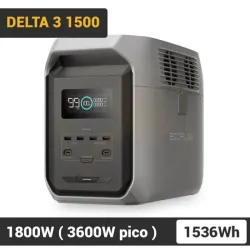 EcoFlow DELTA 3 1500 con 1536Wh, 1800W - Pico 3600W, Carga Rápida y Batería LiFePO Estación de Energía Portátil