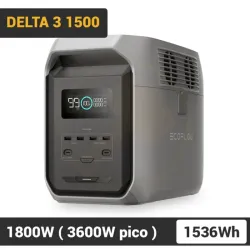 EcoFlow DELTA 3 1500 con 1536Wh, 1800W - Pico 3600W, Carga Rápida y Batería LiFePO Estación de Energía Portátil