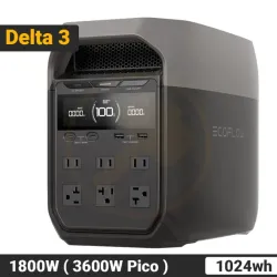 EcoFlow DELTA 3 con 1024Wh, 1800W - Pico 3600W, Carga Rápida y Batería LiFePO Estación de Energía Portátil