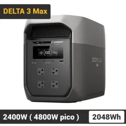 EcoFlow DELTA 3 Max Con 2048Wh, 2400W - Pico 4800W, Carga Rápida y Batería LiFePO Estación de Energía Portátil