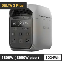 EcoFlow DELTA 3 Plus con 1024Wh, 1800W - Pico 3600W, Carga Rápida y Batería LiFePO Estación de Energía Portátil