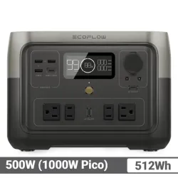 EcoFlow RIVER 2 Max con 512Wh, 500W - Pico 1000W, Batería LiFePO y Carga Rápida Estación de Energía Portátil